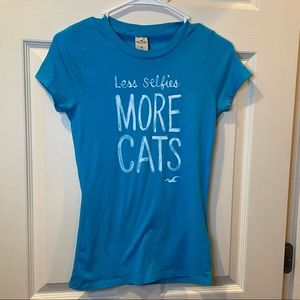 Blue Hollister Cats Tee